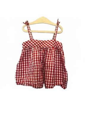 Old Navy Girls Red White Gingham Babydoll Top Size 5T Tank Cami Summer Picnic